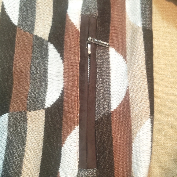 Mens Silversilk Dark Brown Multi Colored Zip Up Mock Neck Sweater Size XLarge - Picture 4 of 11